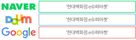 포털사이트[NAVER,DAUM,GOOGLE] 검색창에 ‘현대백화점 e슈퍼마켓’을 검색